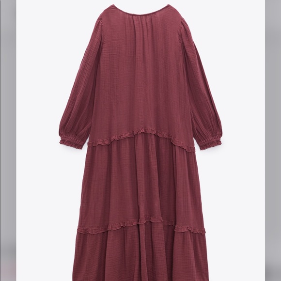 LAST size M NWT ZARA SS21 PLEATED DRESS DARK PURPLE - Picture 10 of 10